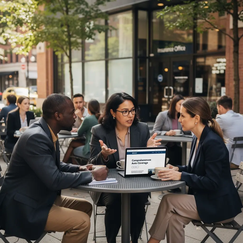 Счастливая семья, наслаждающаяся поездкой на фоне пейзажа, символизирующая безопасность и защиту на дороге.