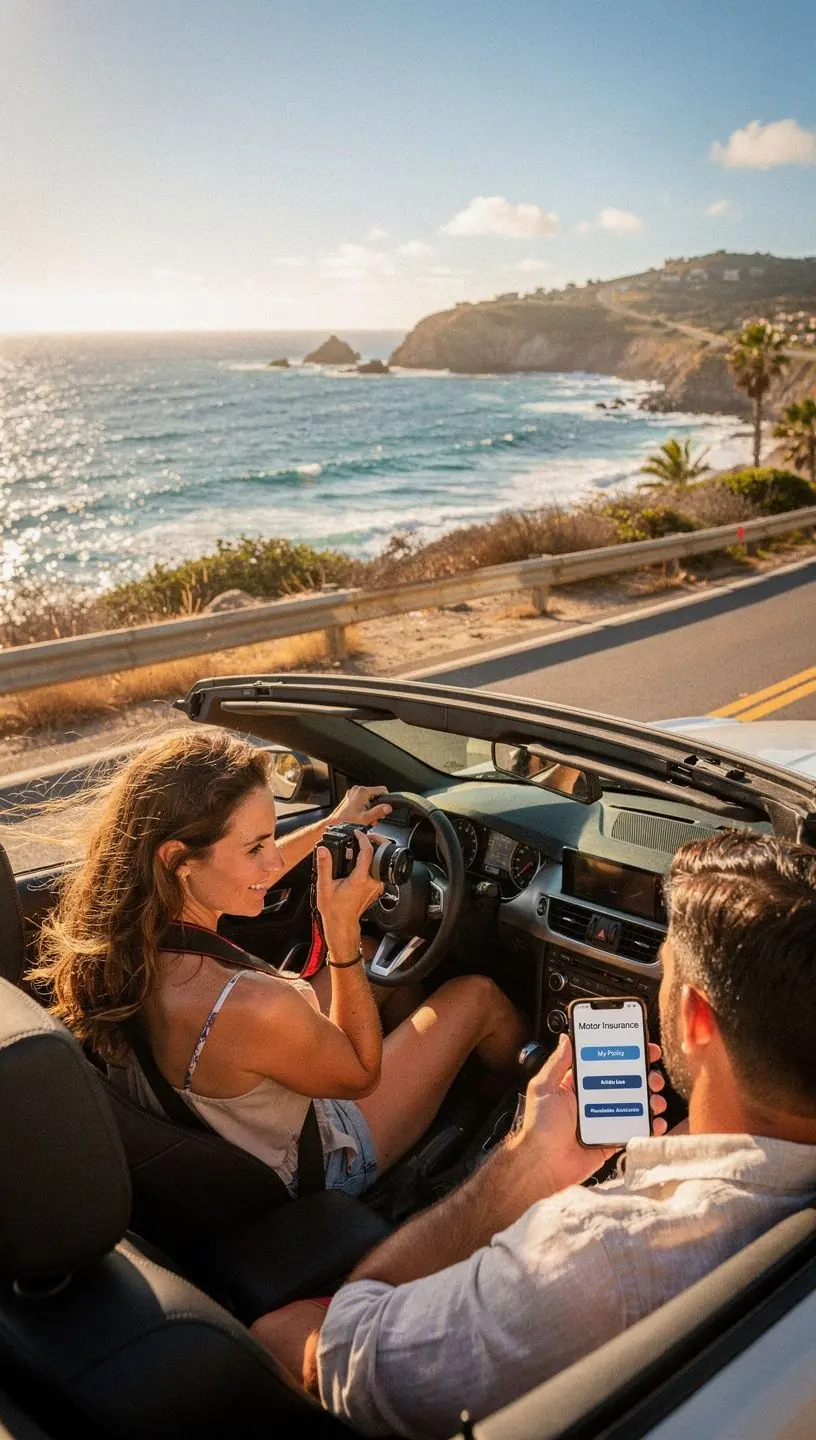 Схема онлайн-активации страхового полиса на фоне изображения компьютера и документов.