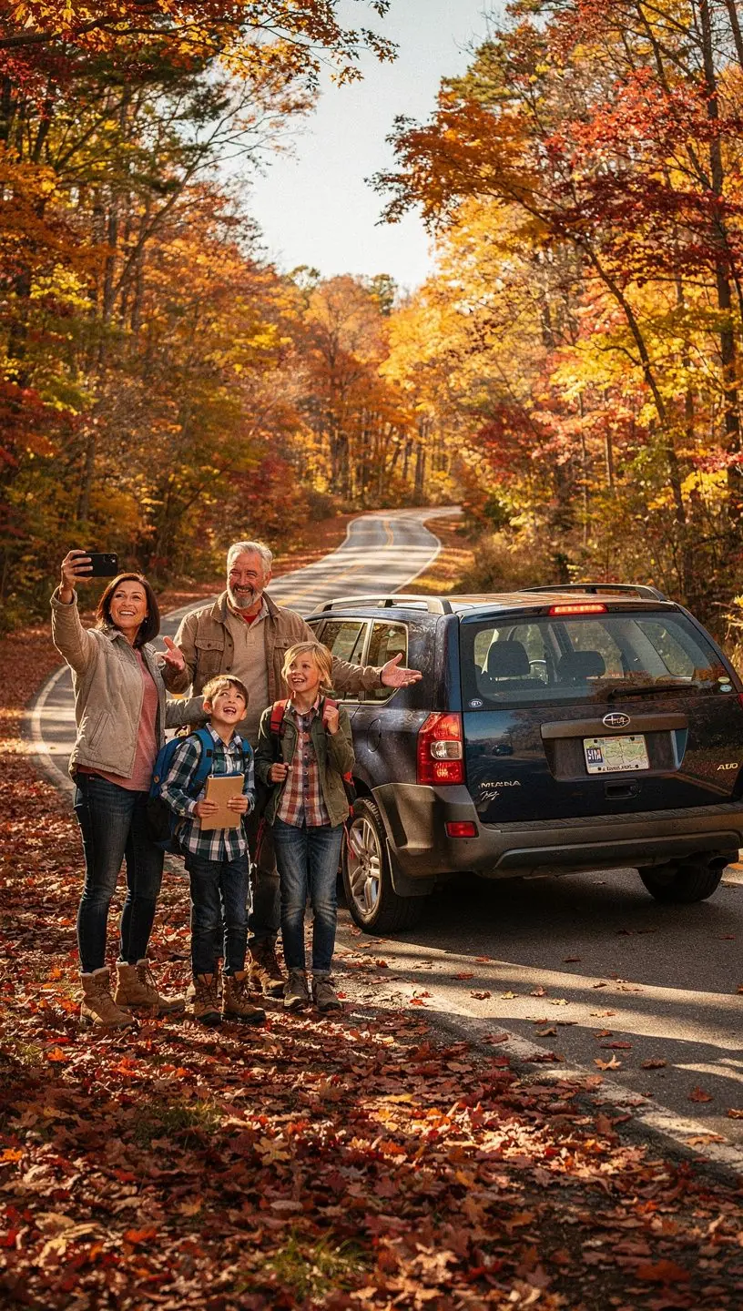 Счастливая семья, получающая страховые документы и информацию о скидках на автомобильное страхование.